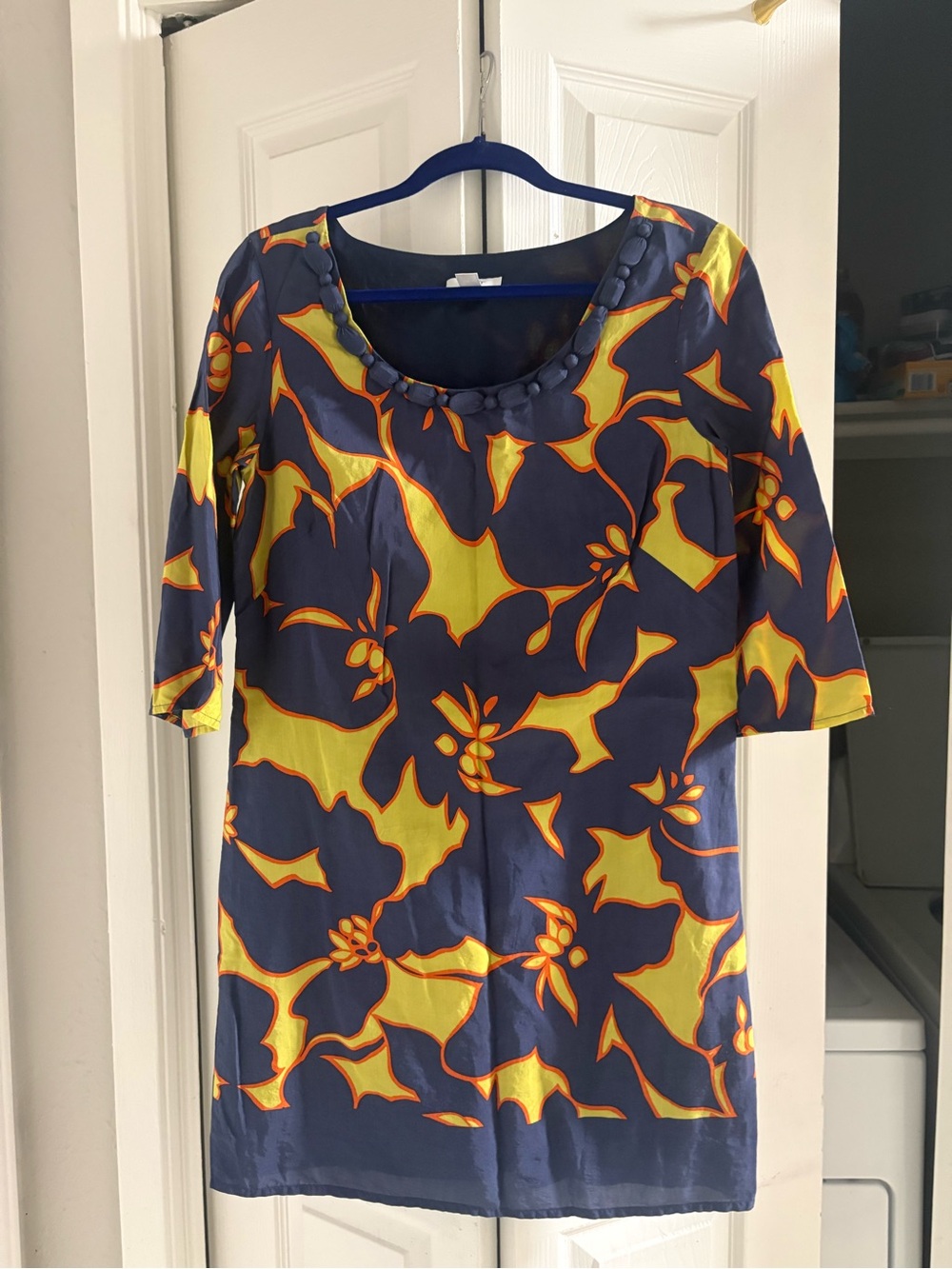 LOFT Navy and Yellow Dress